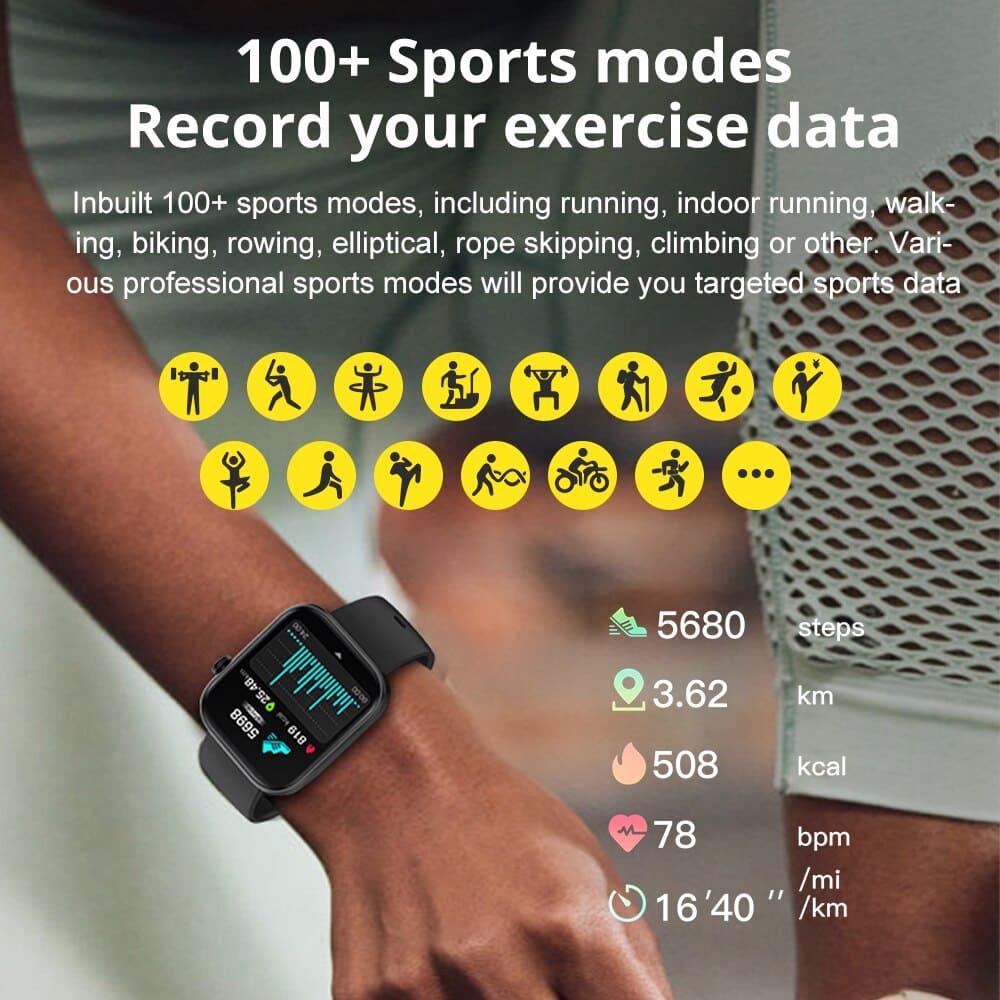 Smart Watch for Men Women Answer/Make Calls, 1.9", Heart Rate Sleep Monitor, Step Counter, 100+ Sports, IP68 Waterproof Compatible with Android IOS